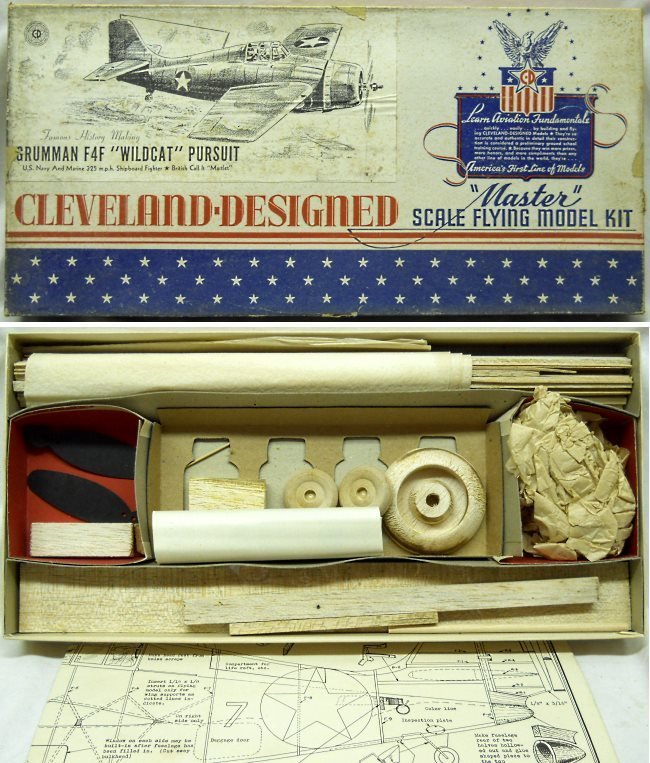 Cleveland 1/16 Grumman F4F-3 Wildcat Master Issue - Balsa Flying Airplane - (F4F3), SF-83 plastic model kit